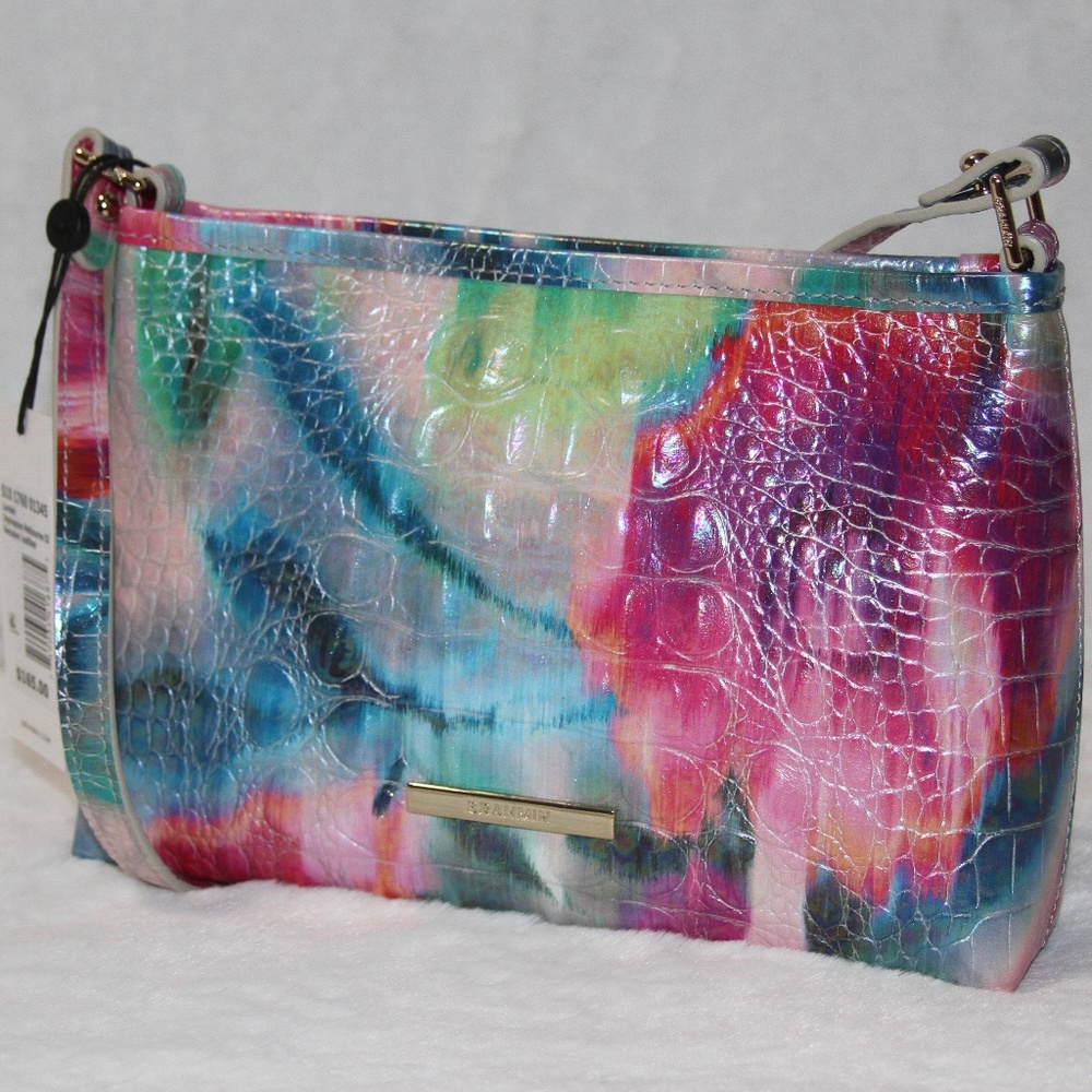 Brahmin Multicolor Croc-Embossed Leather Shoulder Bag NWT
